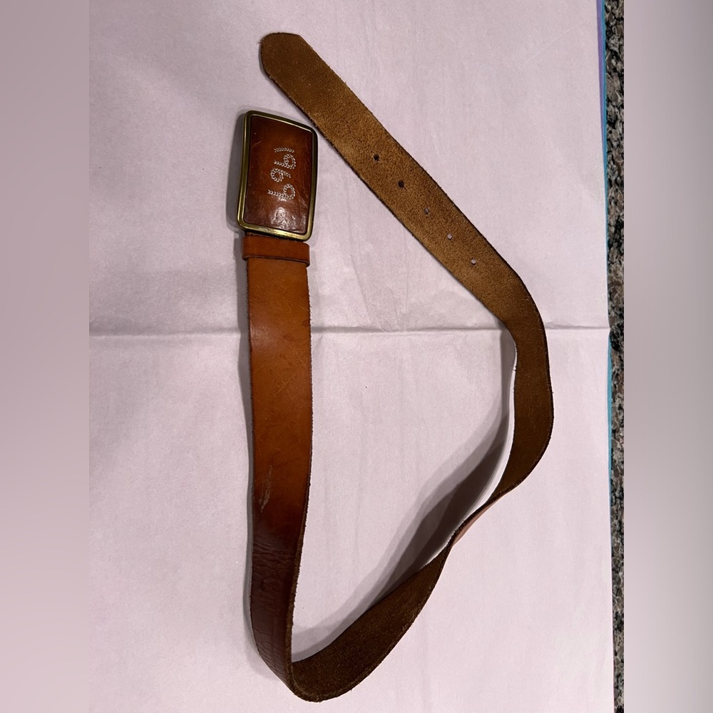 Leather belt 1969 on buckle
